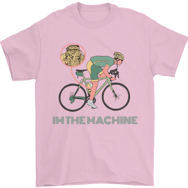 Cycling I'm the Machine Cyclist Funny Mens T-Shirt Cotton Gildan Light Pink