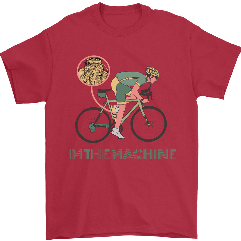 Cycling I'm the Machine Cyclist Funny Mens T-Shirt Cotton Gildan Red
