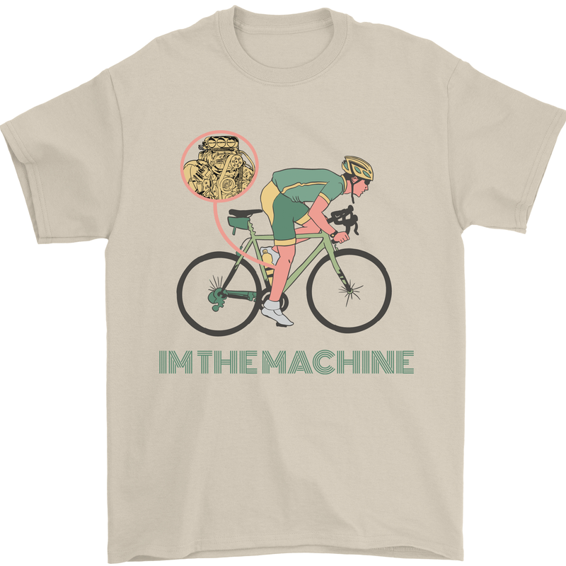 Cycling I'm the Machine Cyclist Funny Mens T-Shirt Cotton Gildan Sand