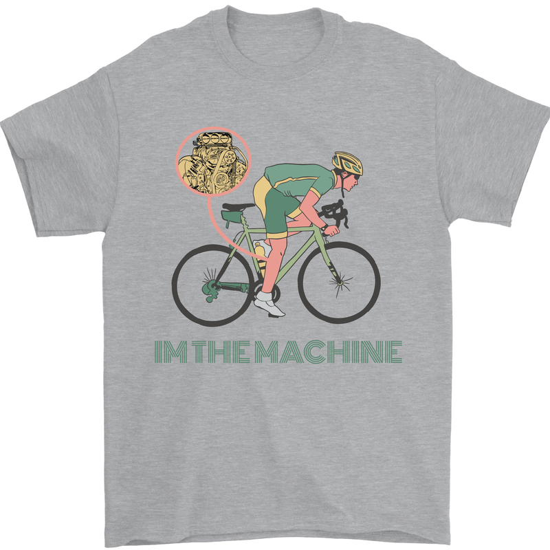 Cycling I'm the Machine Cyclist Funny Mens T-Shirt Cotton Gildan Sports Grey