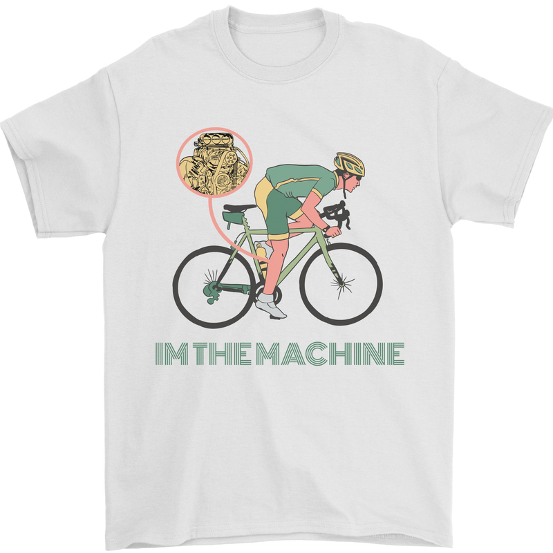 Cycling I'm the Machine Cyclist Funny Mens T-Shirt Cotton Gildan White