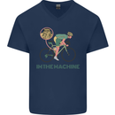 Cycling I'm the Machine Cyclist Funny Mens V-Neck Cotton T-Shirt Navy Blue