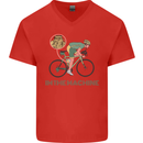 Cycling I'm the Machine Cyclist Funny Mens V-Neck Cotton T-Shirt Red