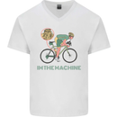 Cycling I'm the Machine Cyclist Funny Mens V-Neck Cotton T-Shirt White