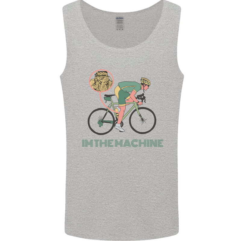 Cycling I'm the Machine Cyclist Funny Mens Vest Tank Top Sports Grey
