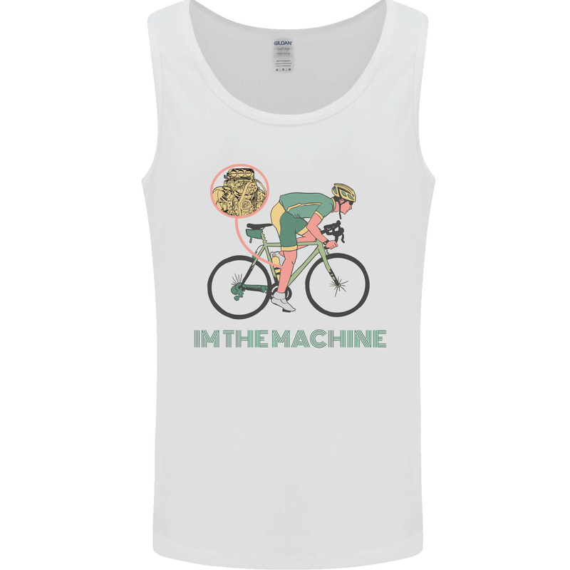 Cycling I'm the Machine Cyclist Funny Mens Vest Tank Top White