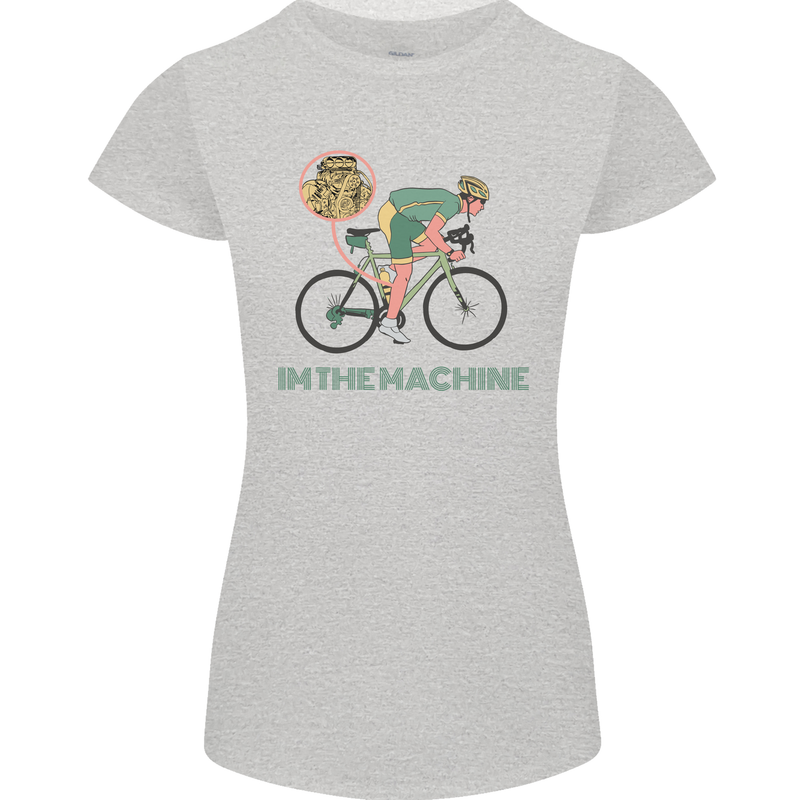 Cycling I'm the Machine Cyclist Funny Womens Petite Cut T-Shirt Sports Grey