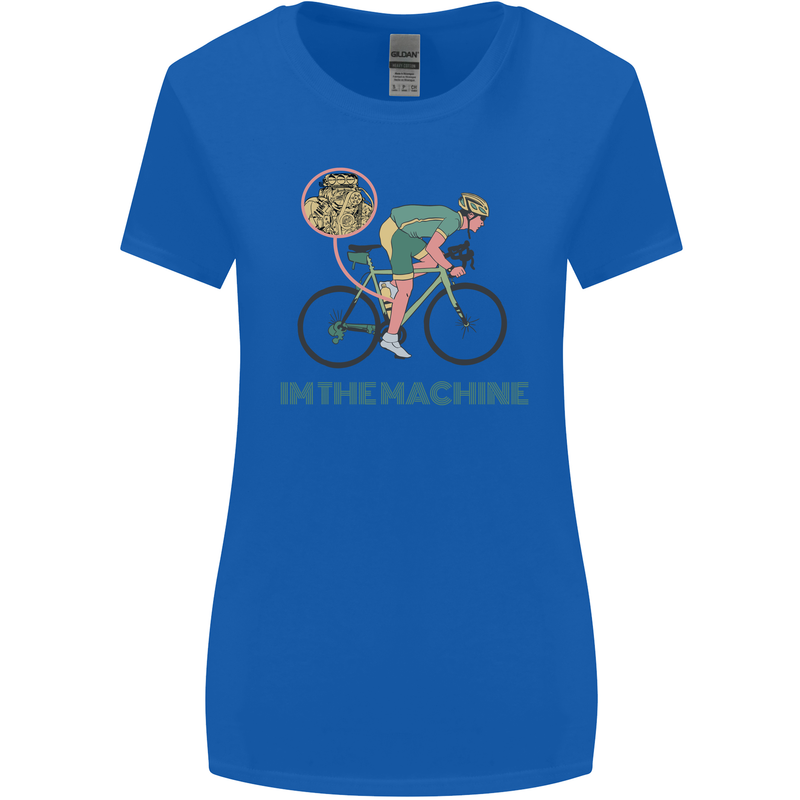 Cycling I'm the Machine Cyclist Funny Womens Wider Cut T-Shirt Royal Blue