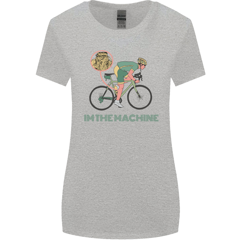 Cycling I'm the Machine Cyclist Funny Womens Wider Cut T-Shirt Sports Grey