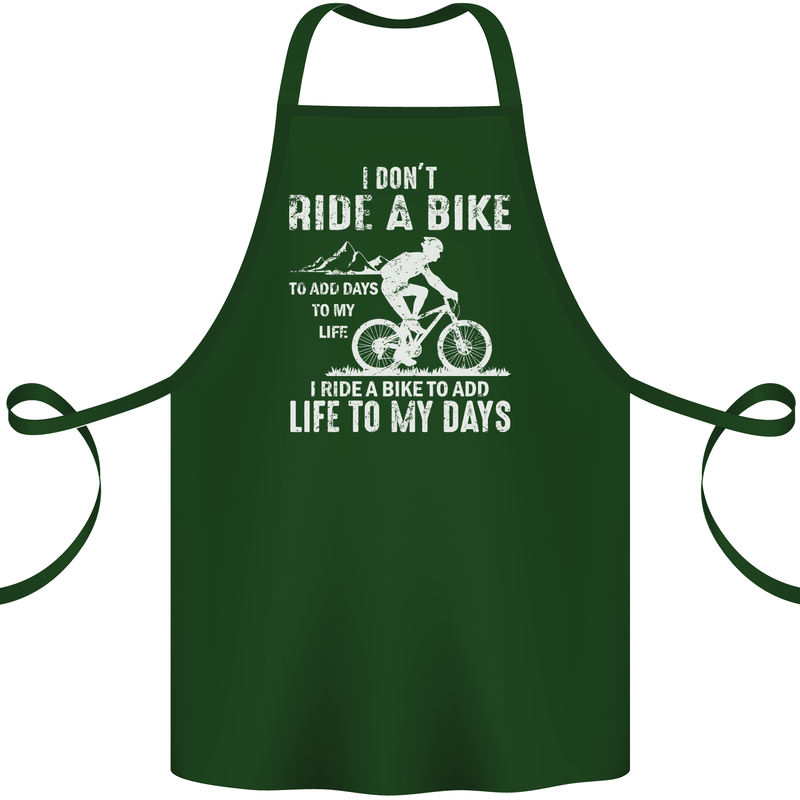 Cycling Life To Days Funny Cyclist Bicycle Cotton Apron 100% Organic Forest Green