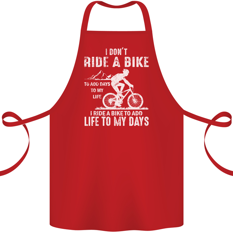 Cycling Life To Days Funny Cyclist Bicycle Cotton Apron 100% Organic Red