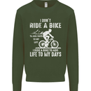 Cycling Life To Days Funny Cyclist Bicycle Kids Sweatshirt Jumper Forest Green