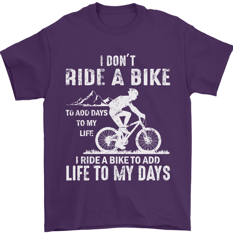 Cycling Life To Days Funny Cyclist Bicycle Mens T-Shirt Cotton Gildan Purple