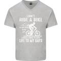 Cycling Life To Days Funny Cyclist Bicycle Mens V-Neck Cotton T-Shirt Sports Grey