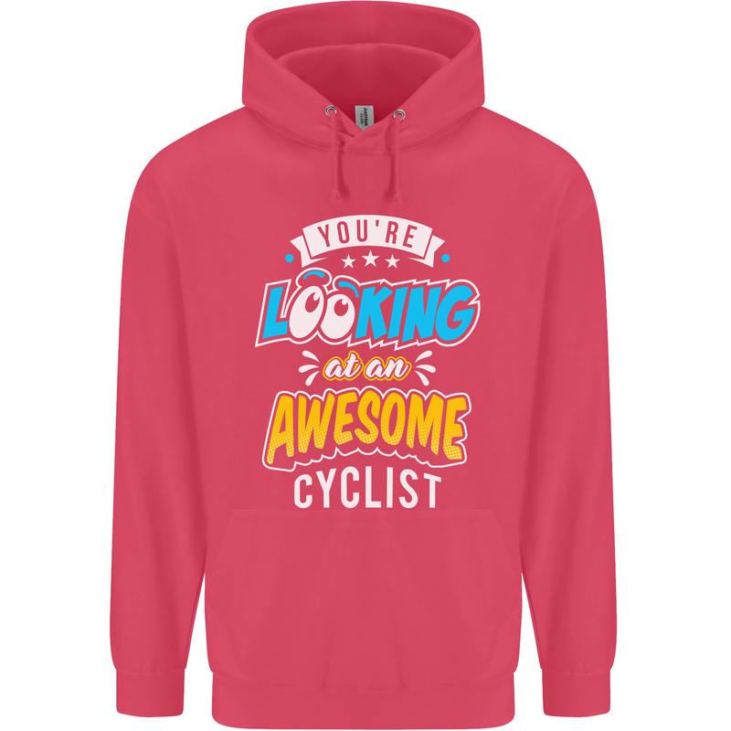Cycling Looking at an Awesome Cyclist Childrens Kids Hoodie Heliconia