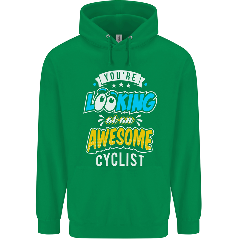 Cycling Looking at an Awesome Cyclist Childrens Kids Hoodie Irish Green