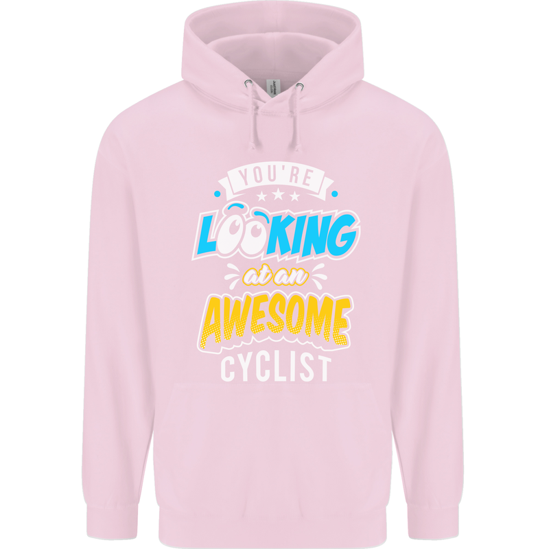 Cycling Looking at an Awesome Cyclist Childrens Kids Hoodie Light Pink
