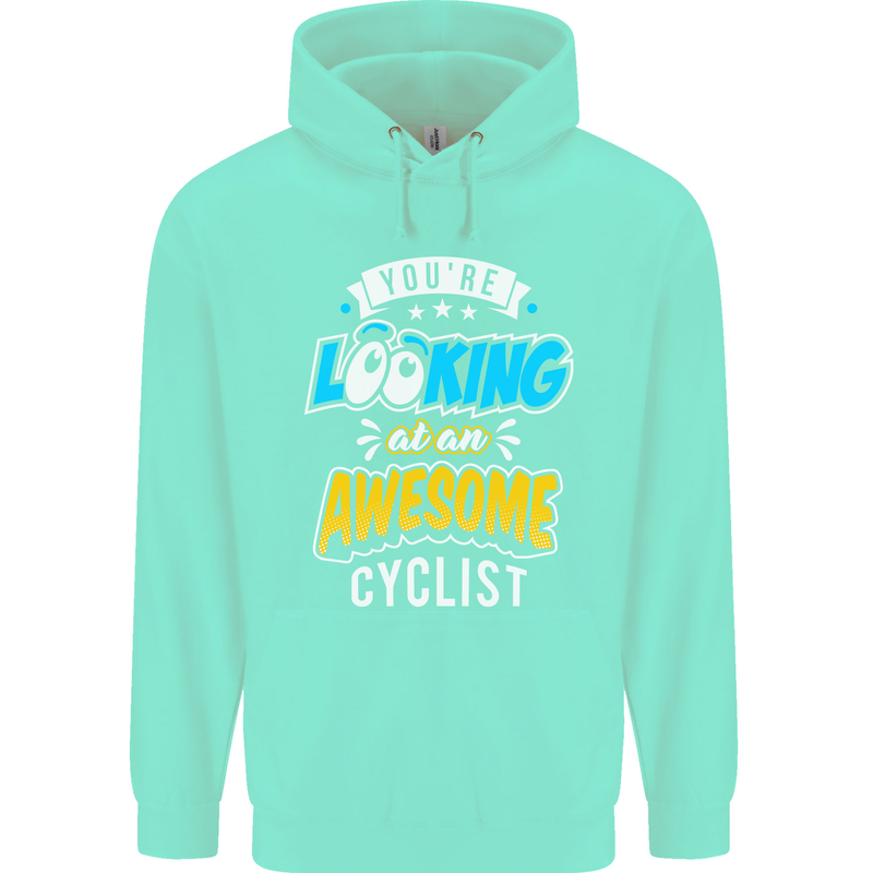 Cycling Looking at an Awesome Cyclist Childrens Kids Hoodie Peppermint