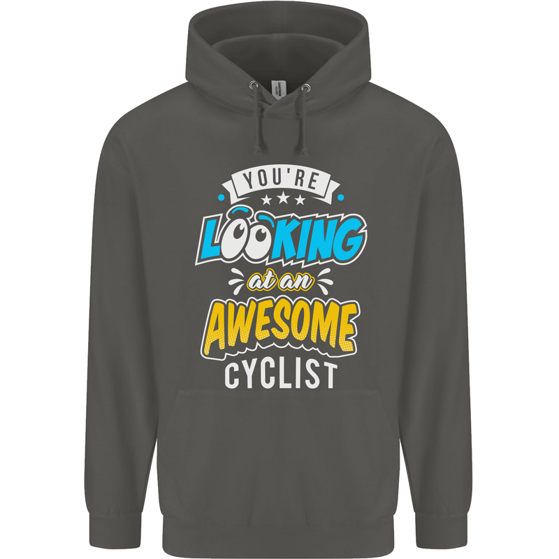 Cycling Looking at an Awesome Cyclist Childrens Kids Hoodie Storm Grey