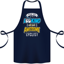 Cycling Looking at an Awesome Cyclist Cotton Apron 100% Organic Navy Blue