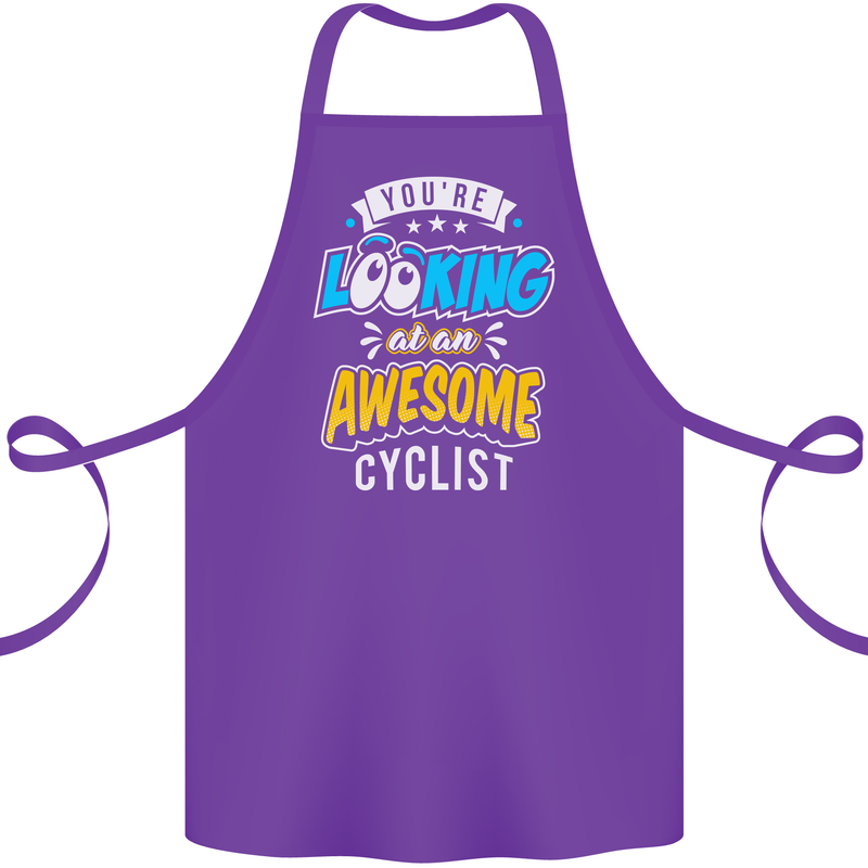 Cycling Looking at an Awesome Cyclist Cotton Apron 100% Organic Purple