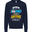 Cycling Looking at an Awesome Cyclist Kids Sweatshirt Jumper Navy Blue