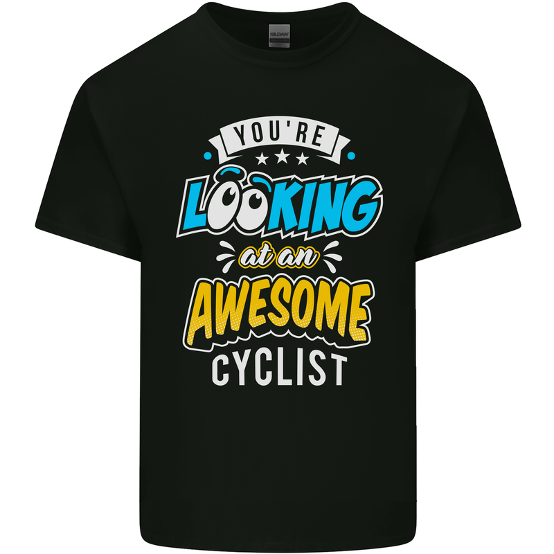 Cycling Looking at an Awesome Cyclist Mens Cotton T-Shirt Tee Top Black