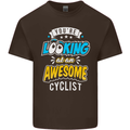 Cycling Looking at an Awesome Cyclist Mens Cotton T-Shirt Tee Top Dark Chocolate