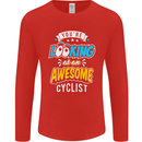 Cycling Looking at an Awesome Cyclist Mens Long Sleeve T-Shirt Red