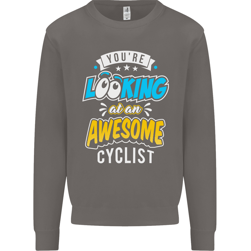 Cycling Looking at an Awesome Cyclist Mens Sweatshirt Jumper Charcoal