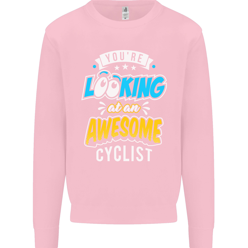 Cycling Looking at an Awesome Cyclist Mens Sweatshirt Jumper Light Pink