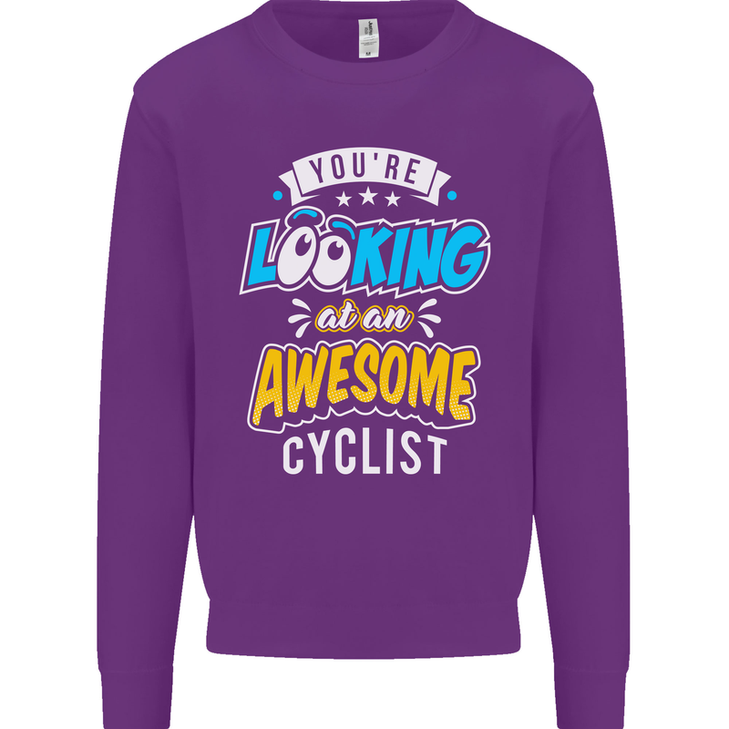 Cycling Looking at an Awesome Cyclist Mens Sweatshirt Jumper Purple