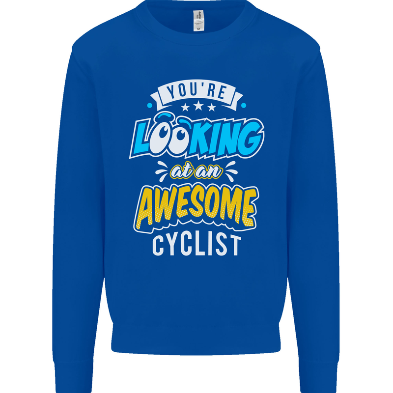 Cycling Looking at an Awesome Cyclist Mens Sweatshirt Jumper Royal Blue