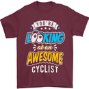 Cycling Looking at an Awesome Cyclist Mens T-Shirt Cotton Gildan Maroon