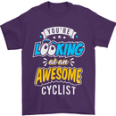Cycling Looking at an Awesome Cyclist Mens T-Shirt Cotton Gildan Purple