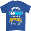 Cycling Looking at an Awesome Cyclist Mens T-Shirt Cotton Gildan Royal Blue