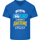 Cycling Looking at an Awesome Cyclist Mens V-Neck Cotton T-Shirt Royal Blue