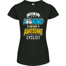 Cycling Looking at an Awesome Cyclist Womens Petite Cut T-Shirt Black