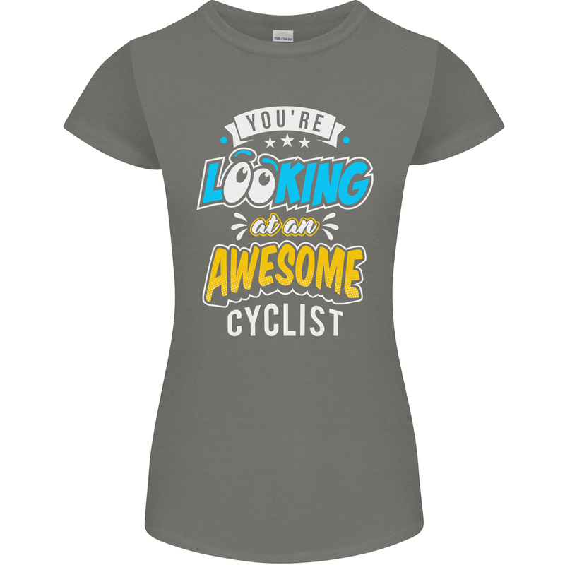 Cycling Looking at an Awesome Cyclist Womens Petite Cut T-Shirt Charcoal