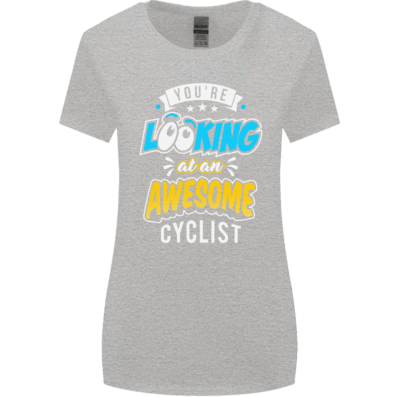 Cycling Looking at an Awesome Cyclist Womens Wider Cut T-Shirt Sports Grey