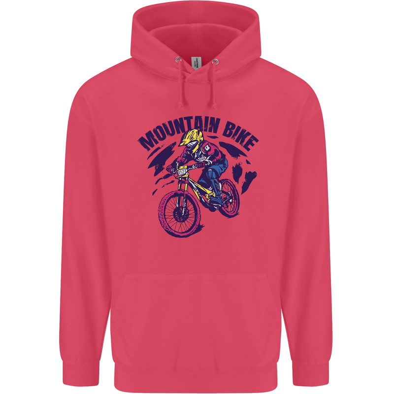 Cycling Mountain Bike Bicycle Cyclist MTB Childrens Kids Hoodie Heliconia