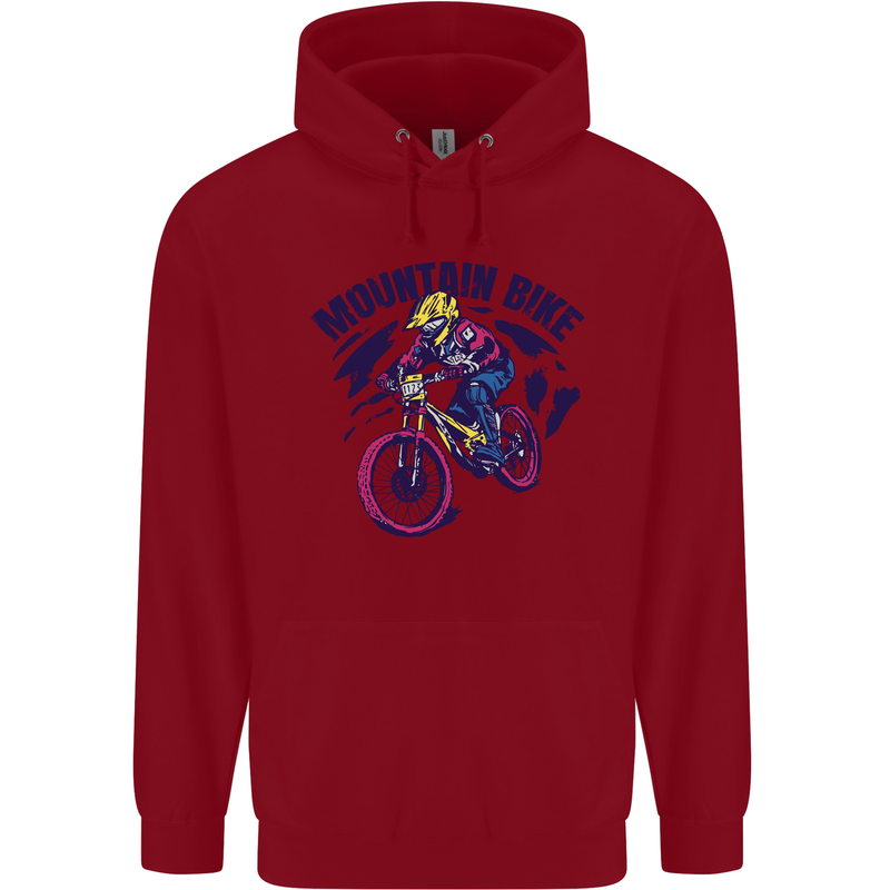 Cycling Mountain Bike Bicycle Cyclist MTB Childrens Kids Hoodie Red