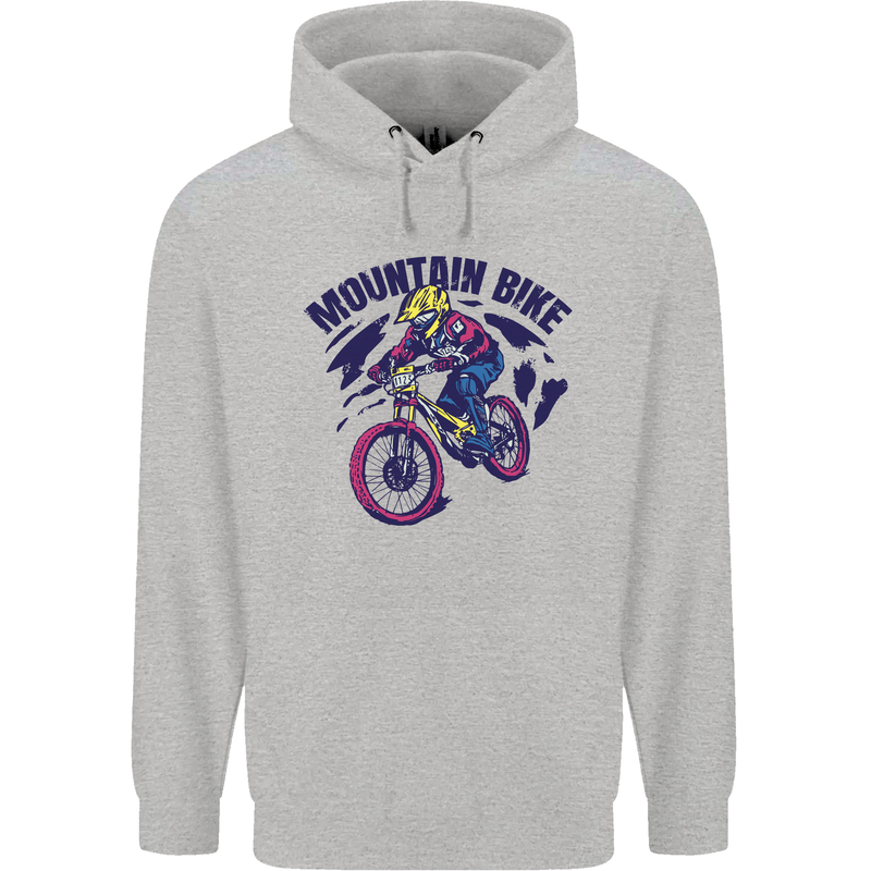 Cycling Mountain Bike Bicycle Cyclist MTB Childrens Kids Hoodie Sports Grey