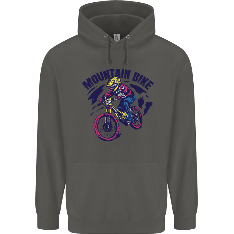 Cycling Mountain Bike Bicycle Cyclist MTB Childrens Kids Hoodie Storm Grey