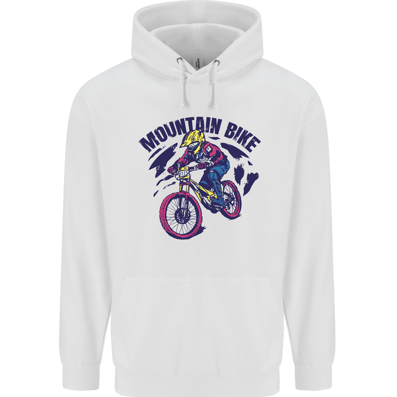 Cycling Mountain Bike Bicycle Cyclist MTB Childrens Kids Hoodie White