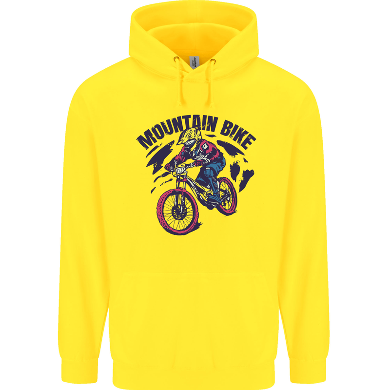 Cycling Mountain Bike Bicycle Cyclist MTB Childrens Kids Hoodie Yellow