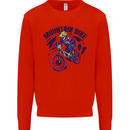 Cycling Mountain Bike Bicycle Cyclist MTB Kids Sweatshirt Jumper Bright Red
