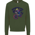 Cycling Mountain Bike Bicycle Cyclist MTB Kids Sweatshirt Jumper Forest Green
