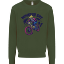 Cycling Mountain Bike Bicycle Cyclist MTB Kids Sweatshirt Jumper Forest Green
