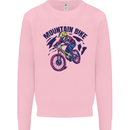 Cycling Mountain Bike Bicycle Cyclist MTB Kids Sweatshirt Jumper Light Pink